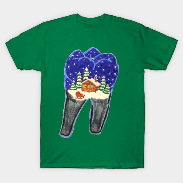 Tooth Snowglobe T-Shirt by RaLiz